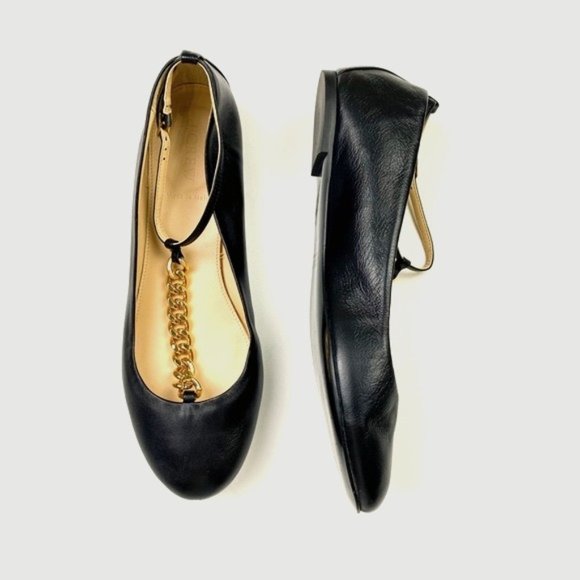 J. Crew Shoes - J.Crew Jayne T-Strap Ballet Flats w/ Gold Chain- Size 7.5